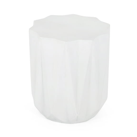 Cayce Outdoor Lightweight Concrete Side Table, Antique White