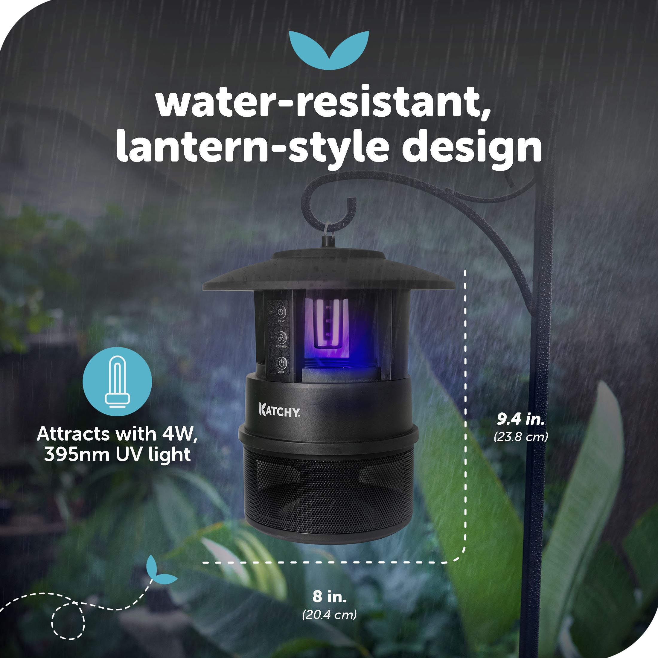 Katchy Outdoor + with Rechargable Battery Insect Trap - Fan Powered with UV Light - for Fruit Flies, Gnats, Mosquitoes, Moths