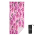 thumbnail image 2 of Quick-Dry Beach Towel 71x31in with Storage Bag, Sand Free Microfiber Towel for Travel, Swimming, Camping Magenta-red Roses Pattern, 2 of 9