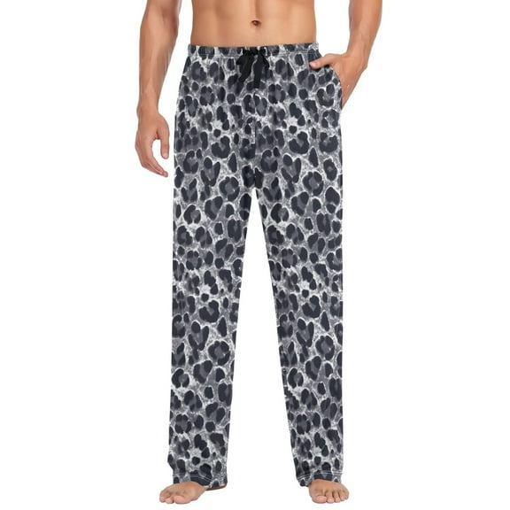 joogoo Men's Pajama Pants Grey Leopard Print Soft Long Sleep Lounge Pjs Bottoms L