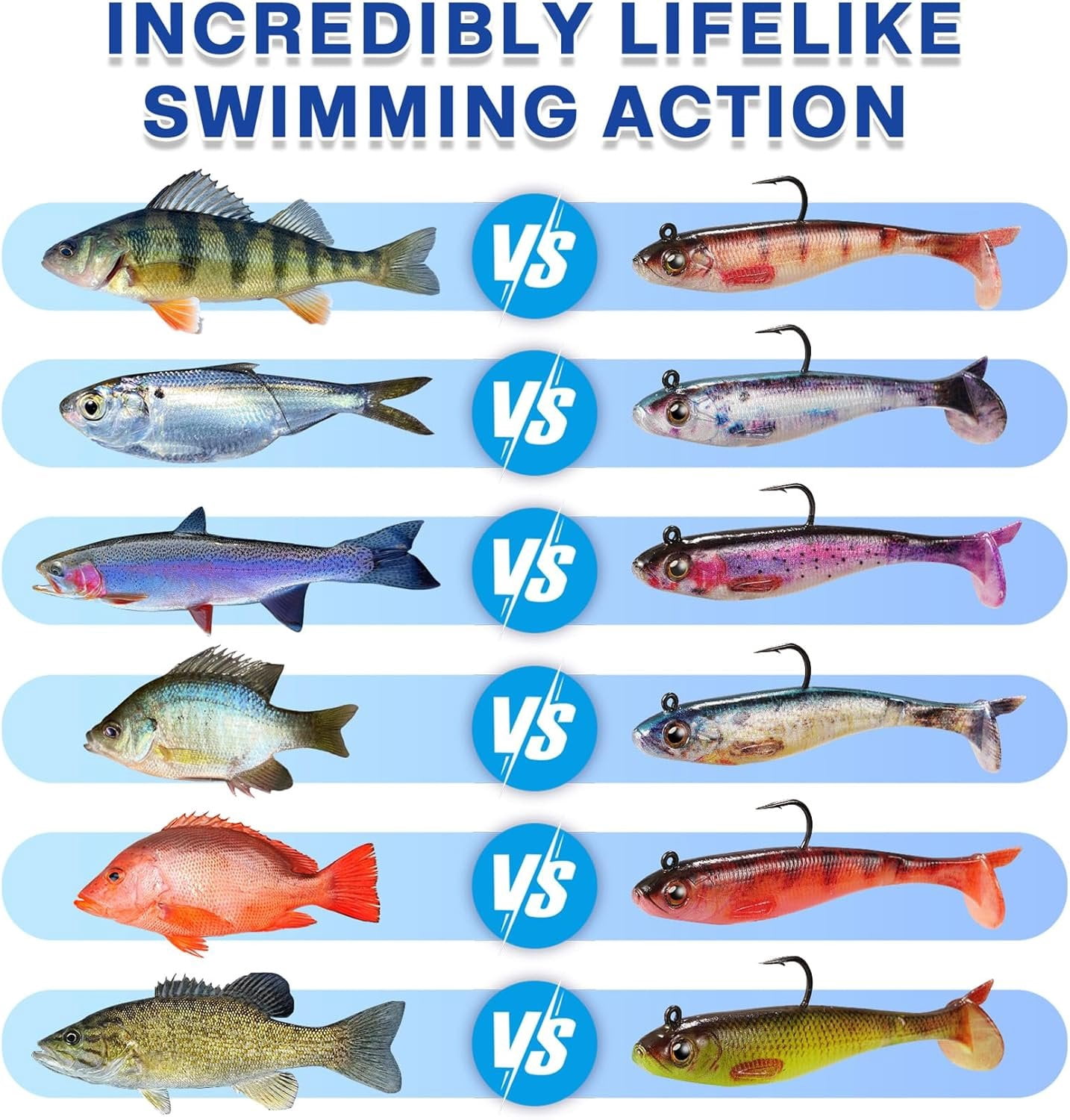 2.5/3.5In Swim Baits for Bass Fishing, Pre-Rigged Jig Heads Soft Plastic Walleye Fishing Lures, Paddle Tail Swimbaits for Bass Fishing, Fishing  for Freshwater Saltwater Gifts
