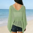 thumbnail image 6 of Women Sheer Poncho Top Lightweight Knit Crochet Shrug Bolero Mesh Batwing Sleeve Sweater Cover up Beachwear Summer Sheer Blouse Top for Evening Dress Light green One Size, 6 of 7