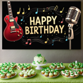 thumbnail image 2 of LUUFILx Birthday Backdrop Musical Theme Banner Party Supplies Photography Props Decor Happy Birthday Decorations Background Musical Party Scene Retro Style, 2 of 8
