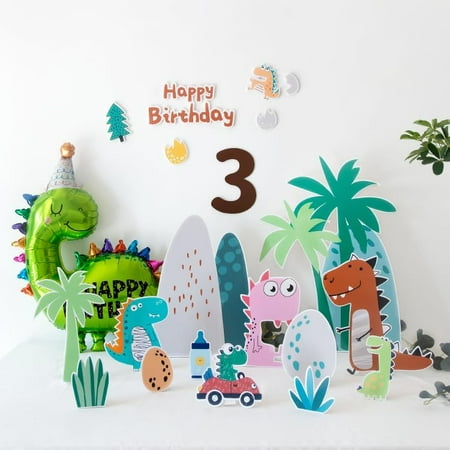 17pcs Cartoon Dainosaur Cutout Decor|Cute Jurassic Park Standee Foam Board for Party |Birtday Stand Table Centerpieces Decor |Welcome Sign Jungle Party Backdrop Photo Booth|Big Party Props
