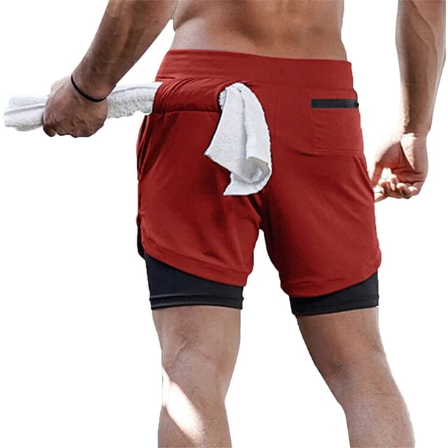 EYIIYE Men Athletic Shorts, Elastic Waistband Pants with Pocket