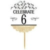 6th Birthday / Anniversary Novelty Burlap Cupcake Decoration Picks -12pack