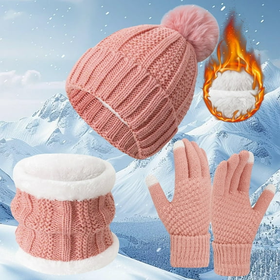 ZSQDM Women's Winter Warm Gloves Hat and Neck Set with Thick Velvet for Cold and Cycling beanie for Women Sun Hats for Women Scarf ,Hat,& Gloves Hat Cleaner for Baseball Caps