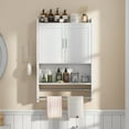 thumbnail image 4 of VECELO White Bathroom Cabinet Wall Mounted with Towels Bar, Medicine Cabinet with 2 Door Adjustable Shelves and Side Hook for Bathroom Laundry Room Kitchen, 4 of 11