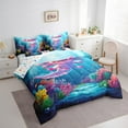 thumbnail image 3 of Feelyou Cute Ocean Axolotl Bedding Comforter Set 7pcs for Child, Cartoon Dreamy Animal Queen Bedding Sets, Fairy Tale Animal Reversible Queen Sheet Sets, Breathable Home Decor, 3 of 8