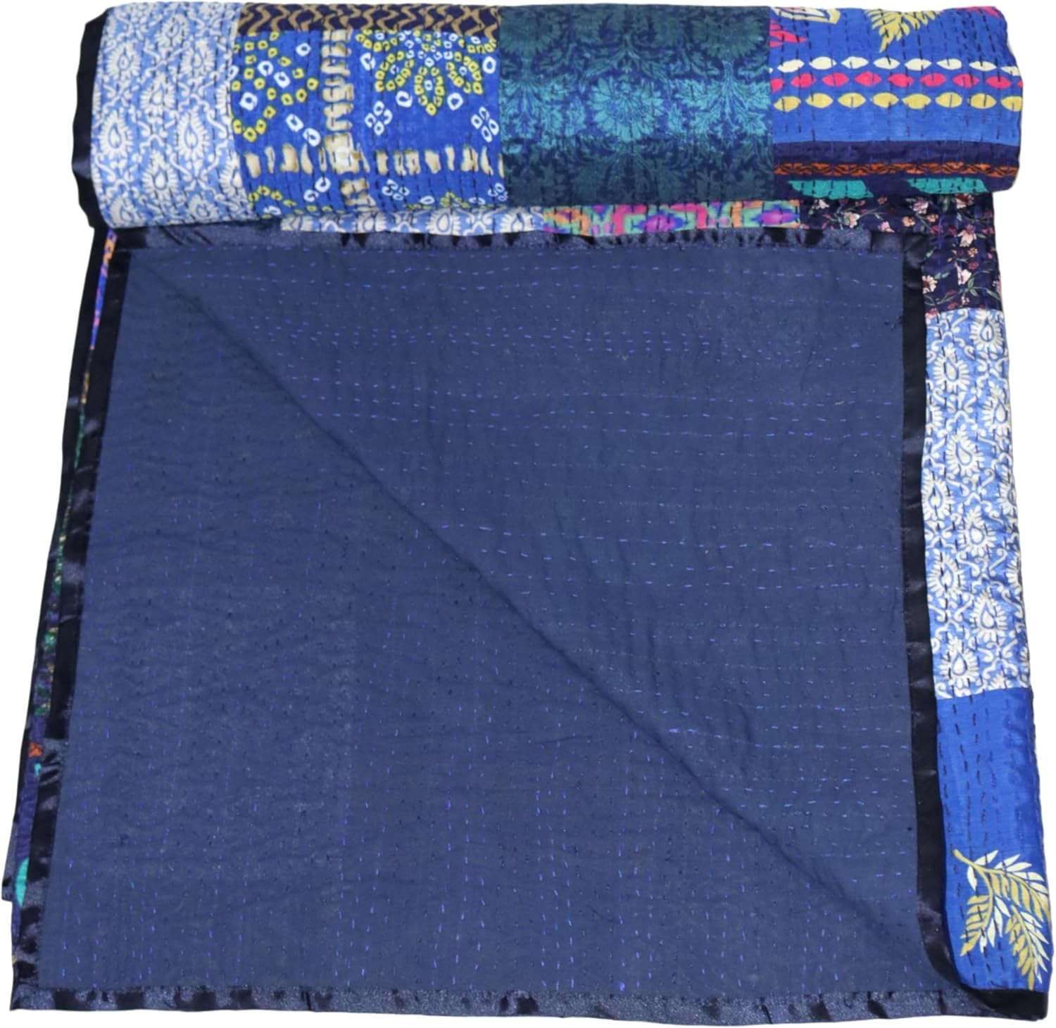 Trademoon Indian handmade Cotton kantha Quilt , Dotted Print Kantha Gudri Size ( King 108" x 108" )