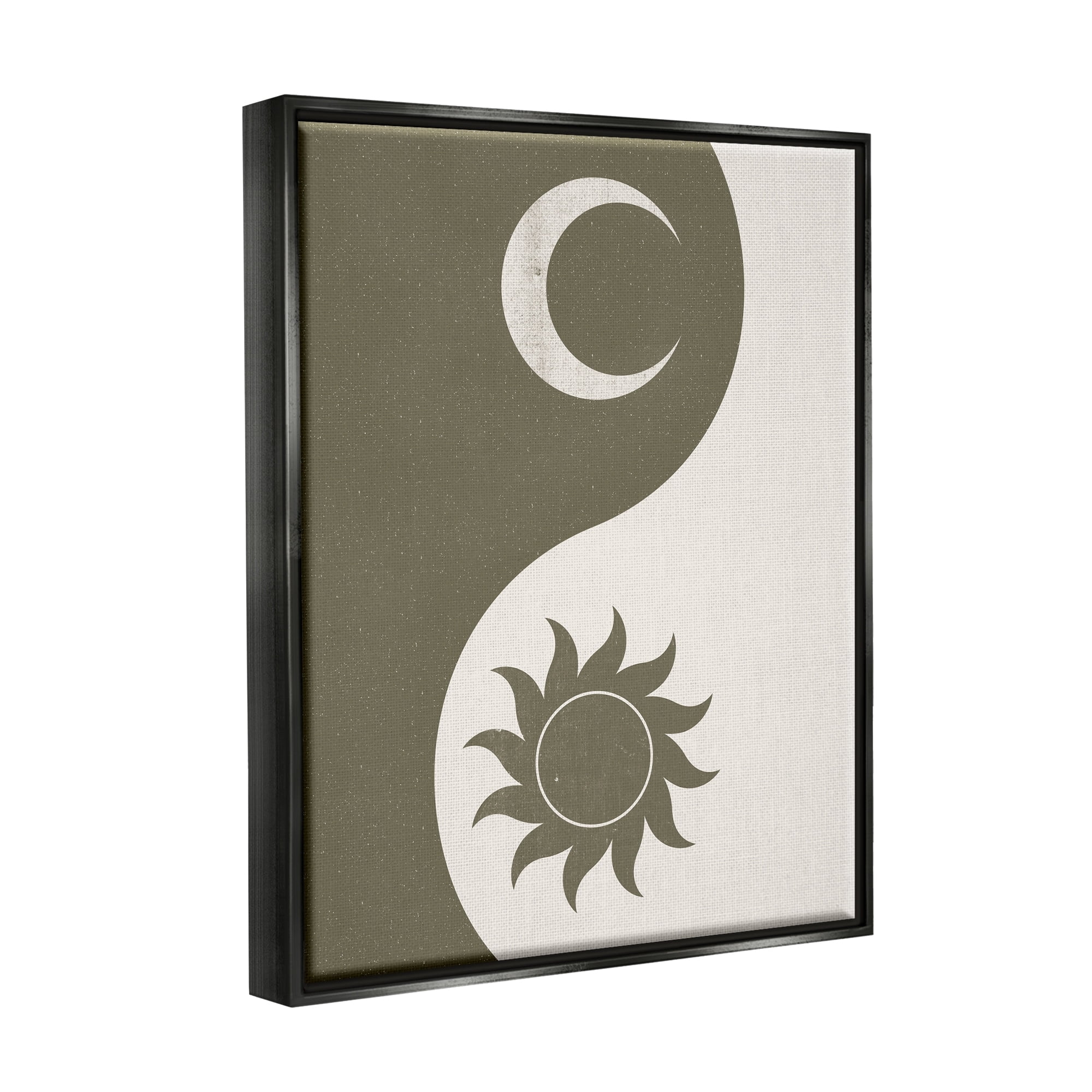 Stupell Industries Solar & Lunar Yin Yang Shape Spiritual Motif Graphic Art Jet Black Floating Framed Canvas Print Wall Art, Design by JJ Design House LLC