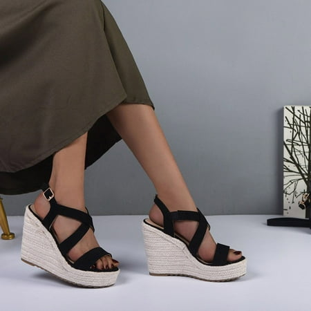 

pafei tyugd Sandals for Women Platform Ankle Strap Womens Sandals Open Toe Espadrille Wedge Sandals for Women Casual Summer Womens Shoes Size 8.5