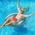 thumbnail image 4 of Matelas Gonflable Rond Durable avec Poignée, Radeau Flottant pour Piscine, Taille Adulte (Queue de Poisson Bleue), 4 of 5