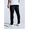 thumbnail image 3 of Crysp Denim Men's Distressed Rip & Repair Paint Splatter Skinny Fit Black Jeans (36, Black Wash), 3 of 6