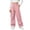 Pink-02, variant on Mitankcoo Girls Cargo Pants Elastic Waist Wide Leg Multi Pockets Loose Casual Trousers for Kids School Daily 5-15Y