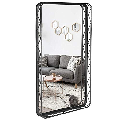 20 x 32 Metal Tray Framed Rectangle Mirror, Black