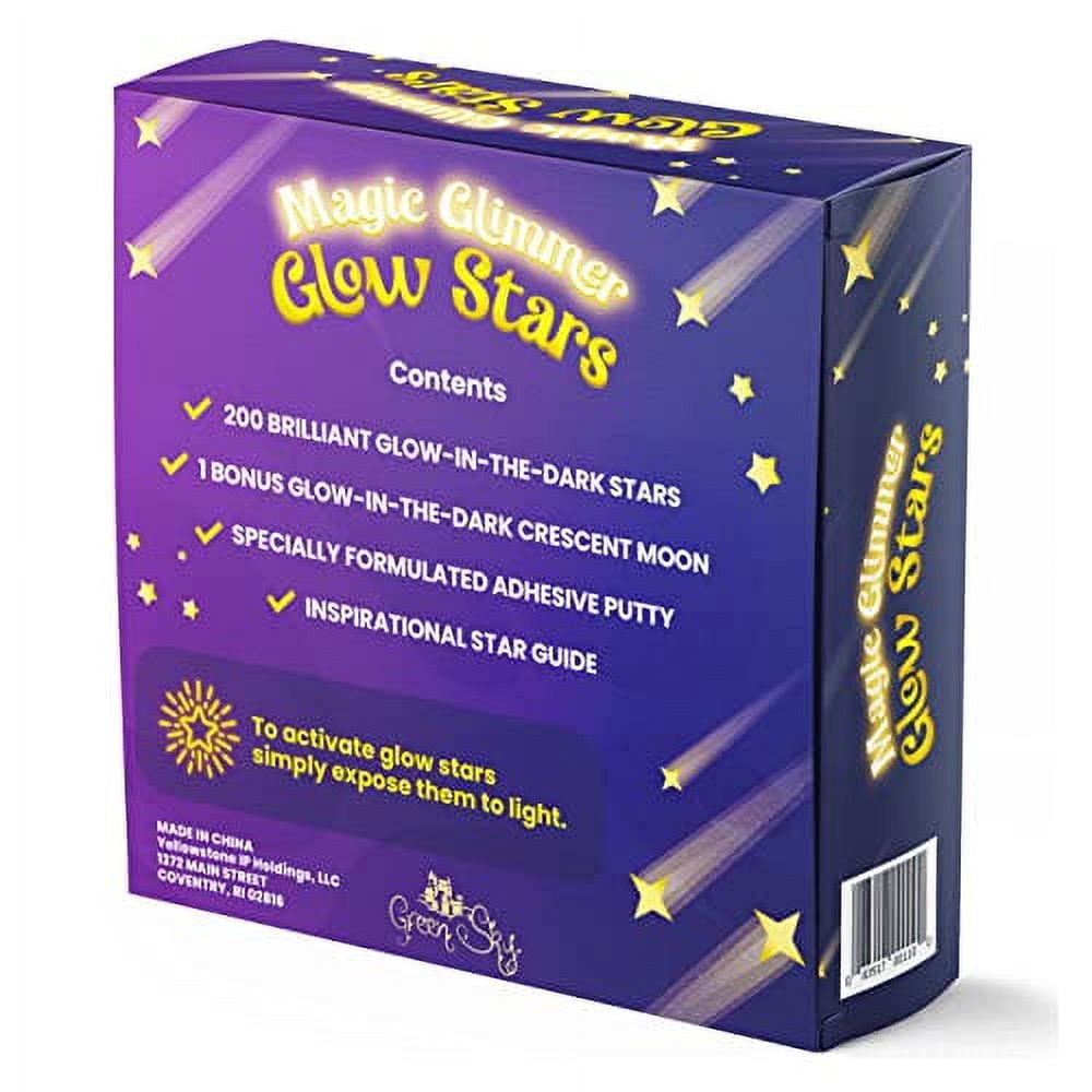 Green Sky Glow in the Dark Stars for Ceiling – 200-Piece Kids Room Decor Set