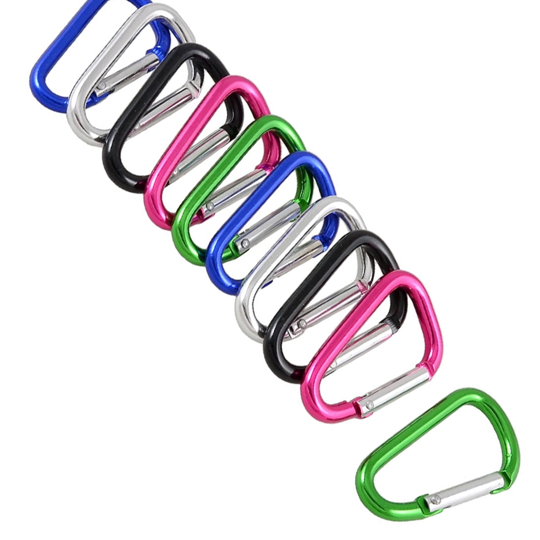 Unique Bargains Colorful Aluminum Carabiner Keychain Clip D Shaped Keyring 10pcs