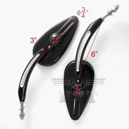HTT-MOTOR Motorcycle Black Raindrop Side Mirrors For 1984 and up Harley Street 500 750 Low Rider SuperLow Iron 883 1200 Custom Roadster XL883R XL1200V FLS