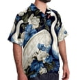 thumbnail image 2 of Swan Men's Short Sleeve Button Down Hawaiian Beach Printed Casual Shirts, 2 of 6