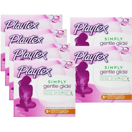 6 Pack - Playtex Simply Gentle Glide Unscented Tampons, Super Plus Absorbency, 36 Count