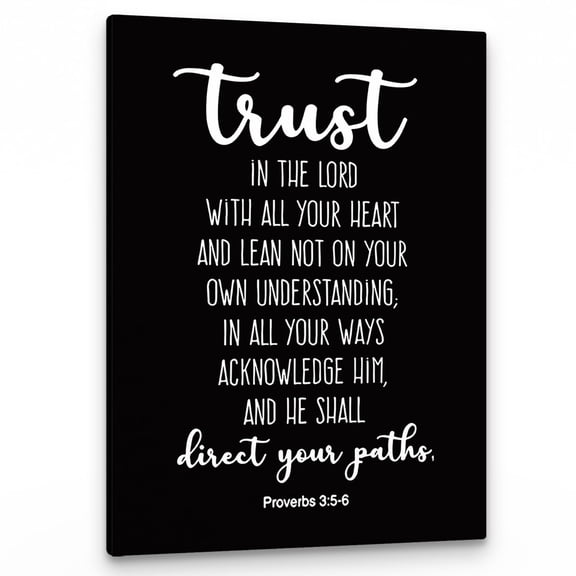 Proverbs 3:5-6 Trust In The Lord With All Your Heart Christian Wall Art, Bible Scripture Wall Decor, Christian Bible Scripture Print Framed Canvas Wall Art Home Room Office Church Decor