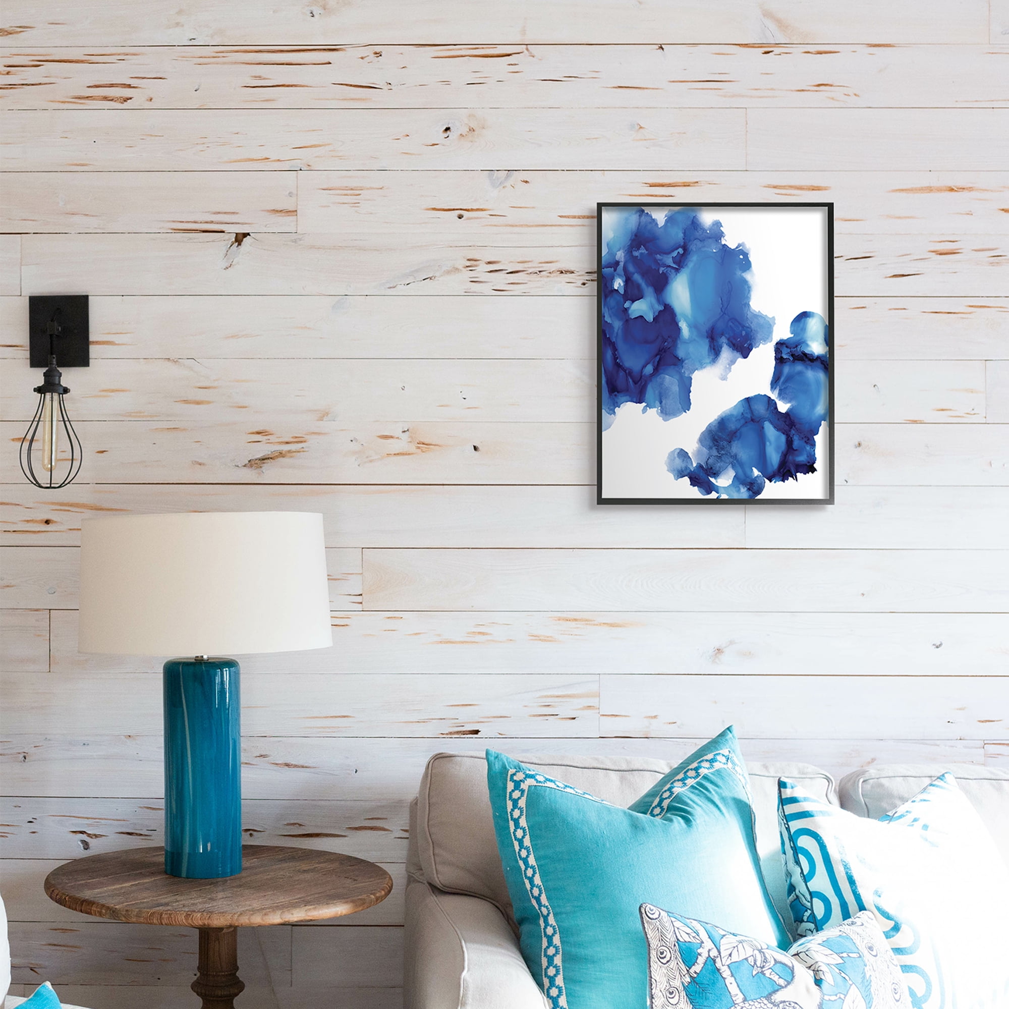 Stupell Industries Blue Ink Blot Abstraction Over White,16 x 20,Designed by Lauren Mitchell