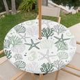 thumbnail image 6 of Round Outdoor Tablecloth with Umbrella Hole and Zipper, Sage Green Coastal Fitted Table Cover with Elastic Edge for 45-54 Inch, Summer Beach Starfish Coral Nautical Waterproof Patio Tablecoths, 6 of 9