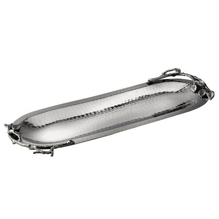 

Jiallo 70136 Sparkle Silver Leaf Long Oval Platter