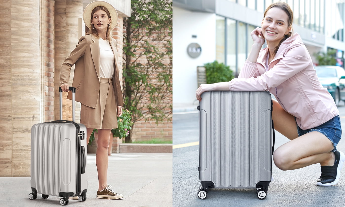 3-in-1 Luggage Set with Lock, Multifunctional Large Capacity Traveling Storage Suitcase, (20" / 24" / 28") Silver Gray