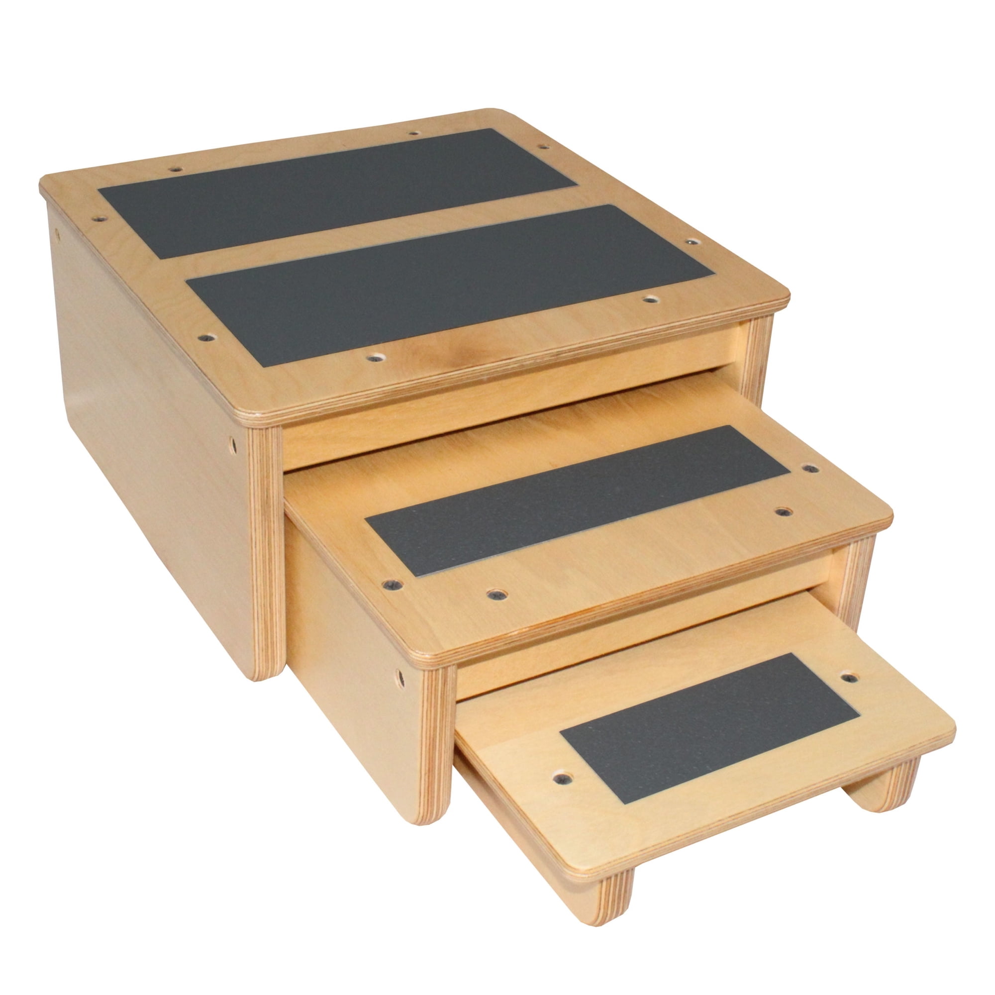 Rehabilitation Advantage Made in USA Nesting Step Stools Set of 3, Non-Skid Birch Wood Balance Training & Physical Therapy Platforms for Rehabilitation, Posture, Coordination and Yoga Exercises