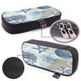 thumbnail image 4 of Lsque Algae Corals and Seashells Printed Big Capacity PU Leather Pencil Case Large Pencil Pouch Stationery Pen Bag Pencil Holder for Teen, 4 of 6