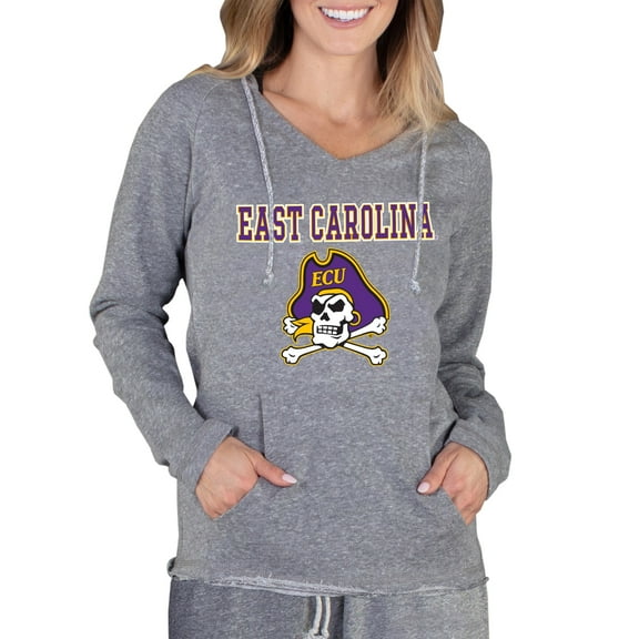 Women's Concepts Sport Gray ECU Pirates Mainstream Lightweight Terry Pullover Hoodie