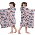 thumbnail image 4 of Pink Dinosaurs Plants Pattern Hooded Bath Towel，50"x30" for Ages 3 To 12 Kids, Quick Dry Lightweight Soft Microfiber Hood Beach Towel Cover Up for Kids, 4 of 7