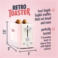 thumbnail image 2 of Nostalgia Retro 2-Slice Toaster, Pink with Vintage Design, Crumb Tray, Cord Storage & 5 Toasting Levels, 2 of 4