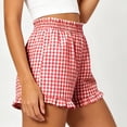 thumbnail image 6 of Karight Womens Gingham Ruffle Shorts Elastic Waist Casual Loungewear Sleep Shorts with Pockets, 6 of 7