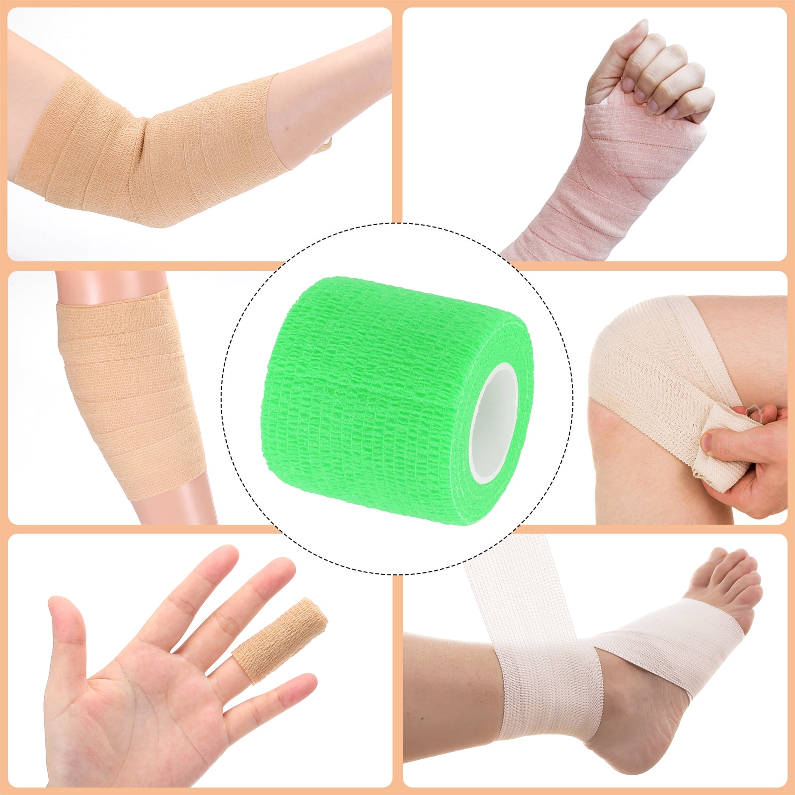 12 Rolls Adhesive Elastic Tape Elastic Bandage,2" x 5 Yards Wrap Stretch Wrist Knee Tape,Fluorescent Green