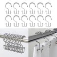 thumbnail image 3 of Curtain Hooks, FrontTech Double Bathroom Shower Stainless Rustproof Curtain Rings, Double Glide on Bath Rod to Hang Curtain and Liner, Heavy Duty Hangers, Set of 12, 3 of 8