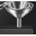 thumbnail image 2 of 3-piece set Silvery Stainless Steel Funnel,Kitchen Funnel with 2Pcs Cleaning Brush, Perfect of Dry Ingredients & Powder, 2 of 5