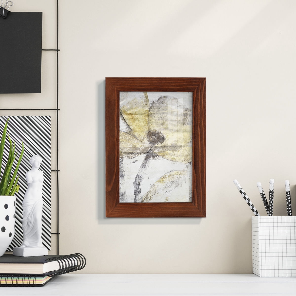 Une Fleur II - Framed Print w/glass - Chestnut