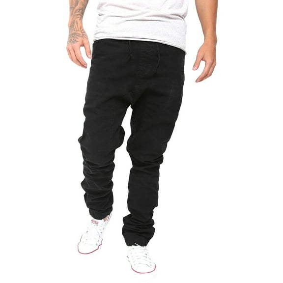 Mens Athletic Slim Jogger Trousers Harem Cargo Twill Pants