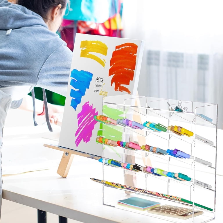 OMISTAR Acrylic Marker Organizer - 13-Slot Vertical Pen Holder For Desk Storage
