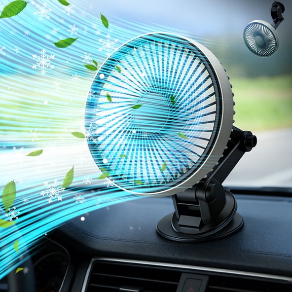Car Fan, Rechargeable Car Fan with 3 Speeds, Low Noise, Strong Magnetic/Vacuum Suction Cup, No Trace Removable, Car Suction Cup Fan for Vehicle Truck Suv Car Van Rv Pickup