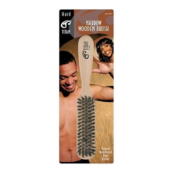 Titan Narrow Wooden Hair Brush Hard Natural Bristles Wood handle, 1 Ea