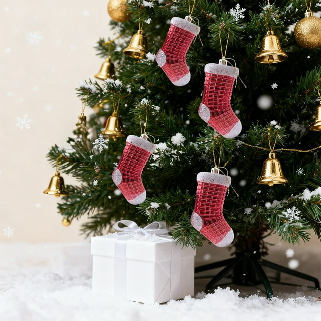 Set de Regalo de Bolas Navideñas | Adorno Navideño Colgante para Árbol de Navidad con Bolas Pintadas a Color - Plástico Rojo - 3 Bolas - 12 X 12 X 3 Cm