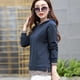 thumbnail image 4 of Versión coreana de sudadera con capucha de algodón puro de dos piezas falsa para mujer, conjunto de otoño con capucha, moda informal, top holgado de manga larga de talla grande, 4 of 5