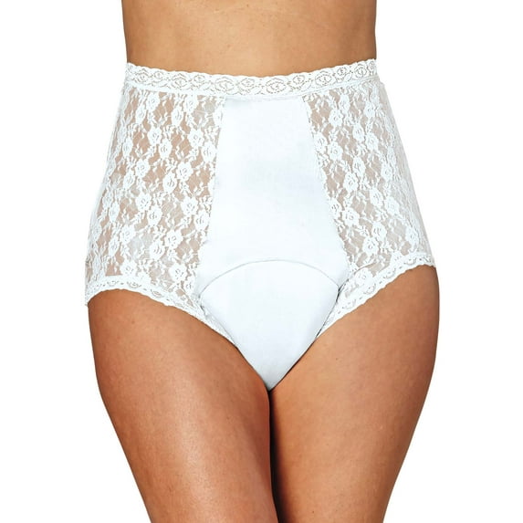 Lace Incontinence Briefs - Color White Size 17