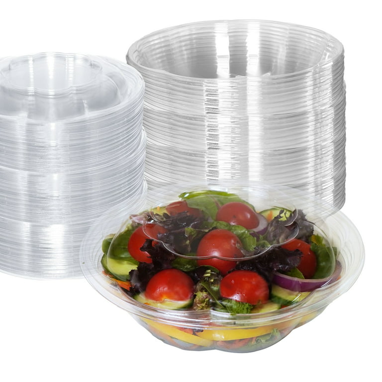 Comfy Package [50 Sets - 32 oz.] Clear Plastic Salad Bowls To Go With  Airtight Lids