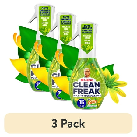 (3 pack) Mr. Clean Clean Freak All Purpose Cleaner Spray, Multi-Surface Cleaning, Gain, 16 fl oz