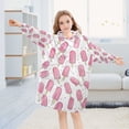 thumbnail image 5 of FORMRS Wearable Blanket Hoodie with Sleeves for Kids Cozy Flannel Sweatshirt, Pink Popsicle Pattern, 5 of 7